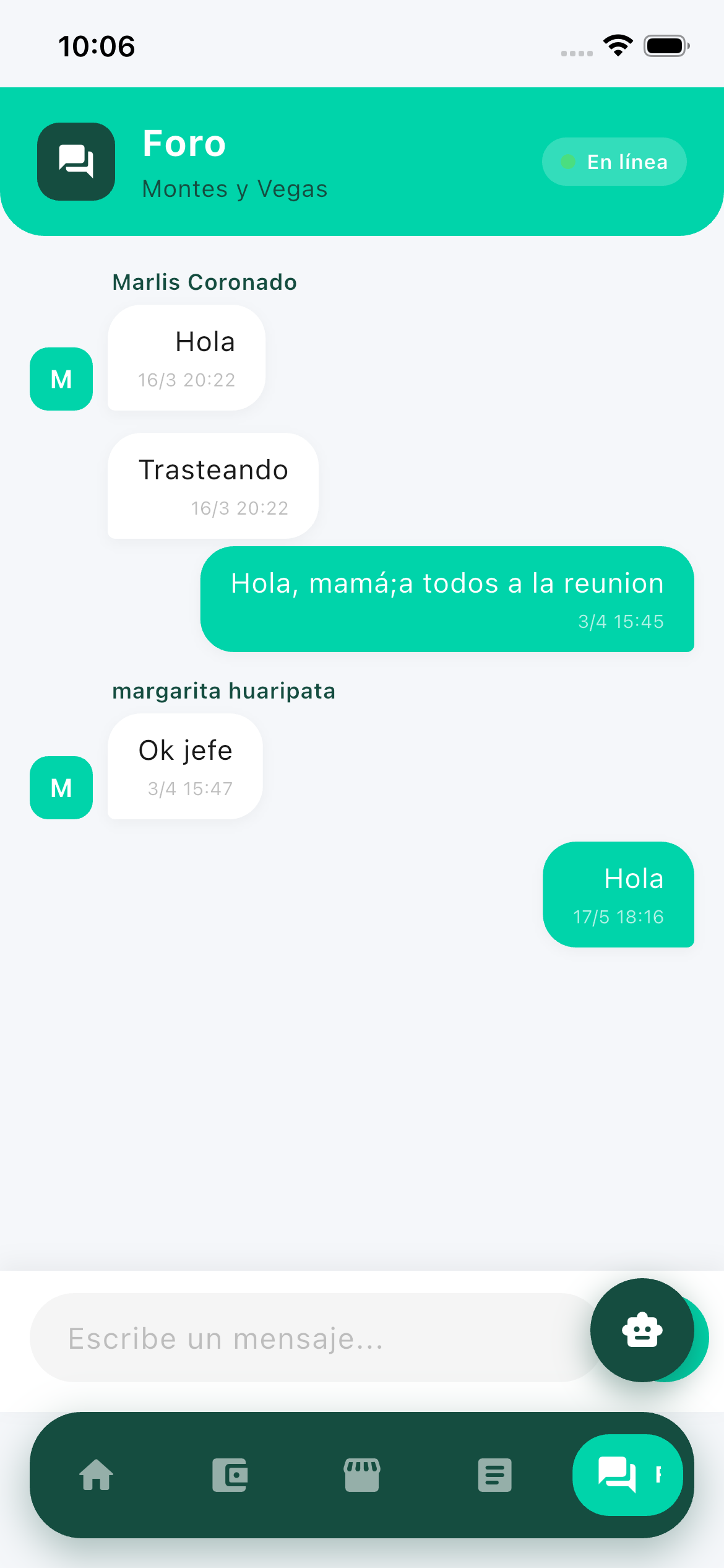 Foro y chat grupal en la app Qipi